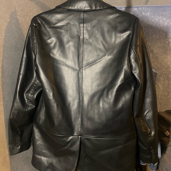 Zara Black Faux Leather Jacket - Picture 3 of 10